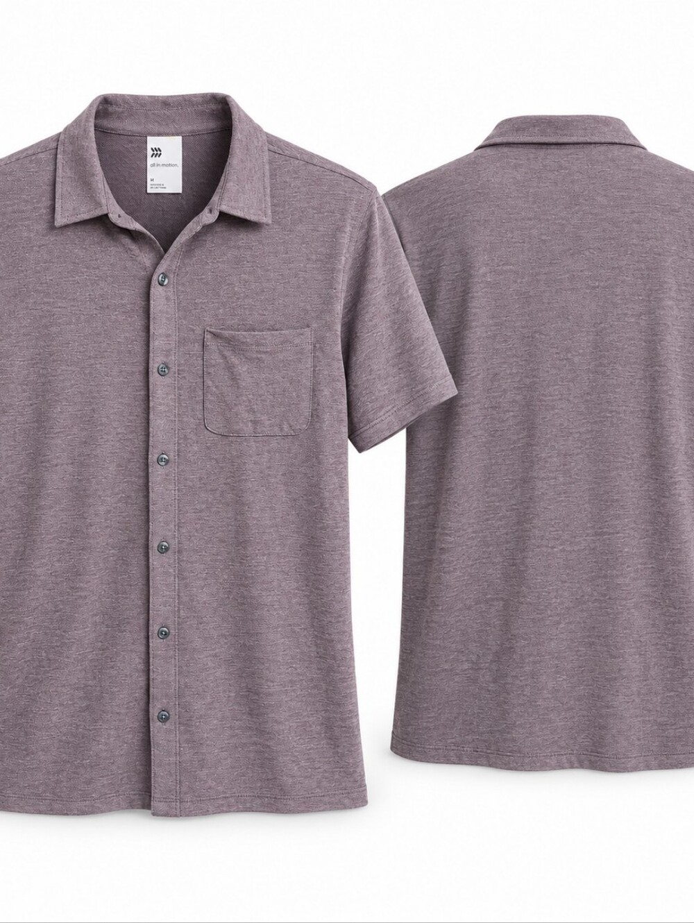 All in Motion Men’s S, M or XL Heathered Plum Commuter Shirt Minimalist